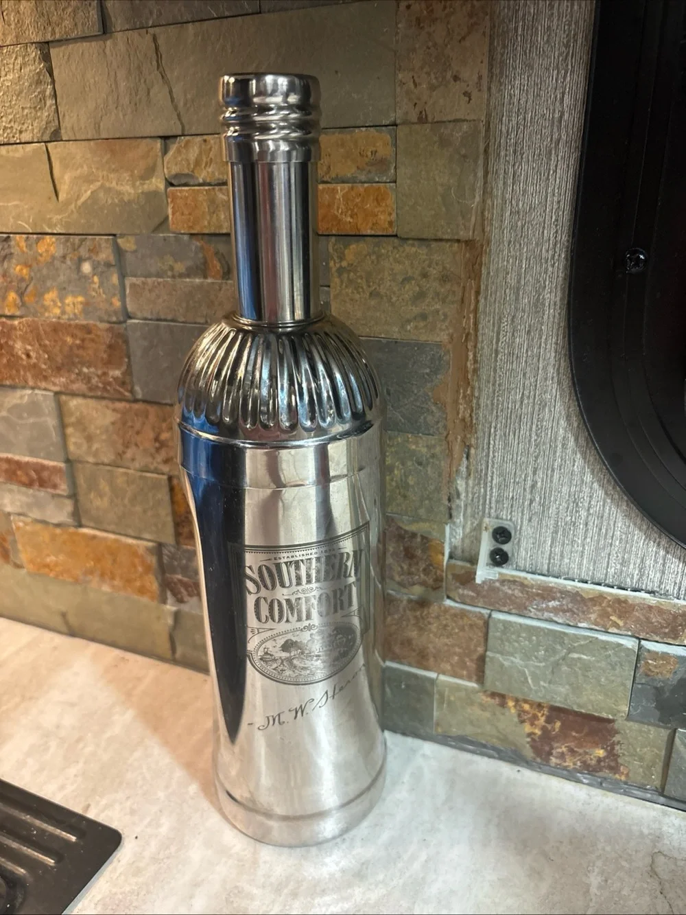 Southern Comfort Metal Cocktail Bottle Shaped Shaker  M.W. Heron's Vintage